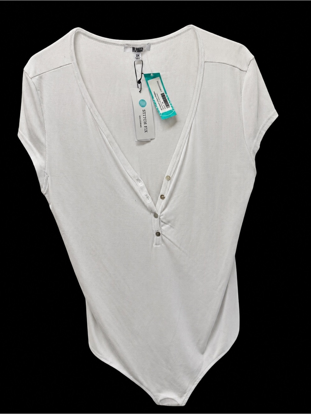 BB Dakota White V-Neck Button-Front Bodysuit